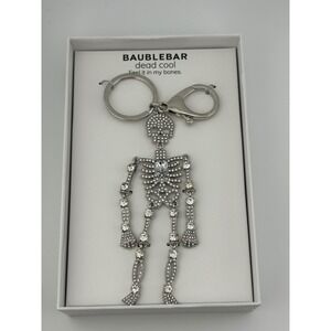 Baublebar Dead Cool Skeleton Keychain Silver Tone Crystal Bag Charm Accessory